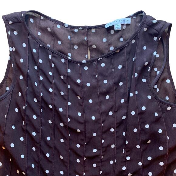 Polka Dot Chocolate Brown Dress Size 12 Sandra Allen A-line Twee Classic - Picture 4 of 4